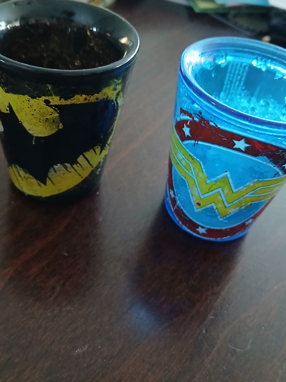 Licensed Wonder Woman & Batman Themed INSULATED Shot Glasses - FREEZER READY!